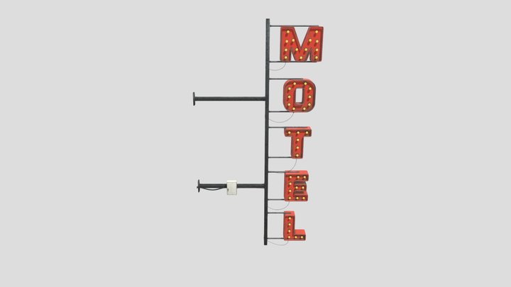 Retro Motel Sign with 4K Textures Low-poly 3D Model