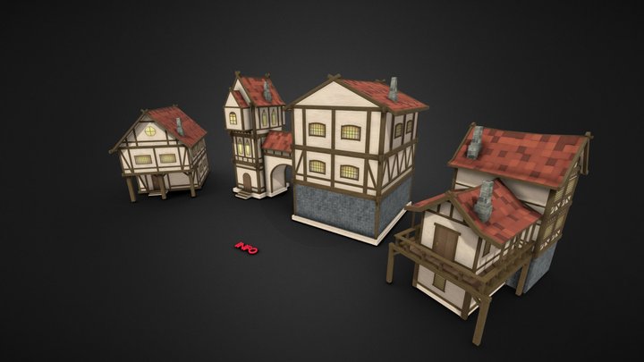PACK 01: Stylized Medieval Houses – UE Ready – Modelo 3D gratuito STL