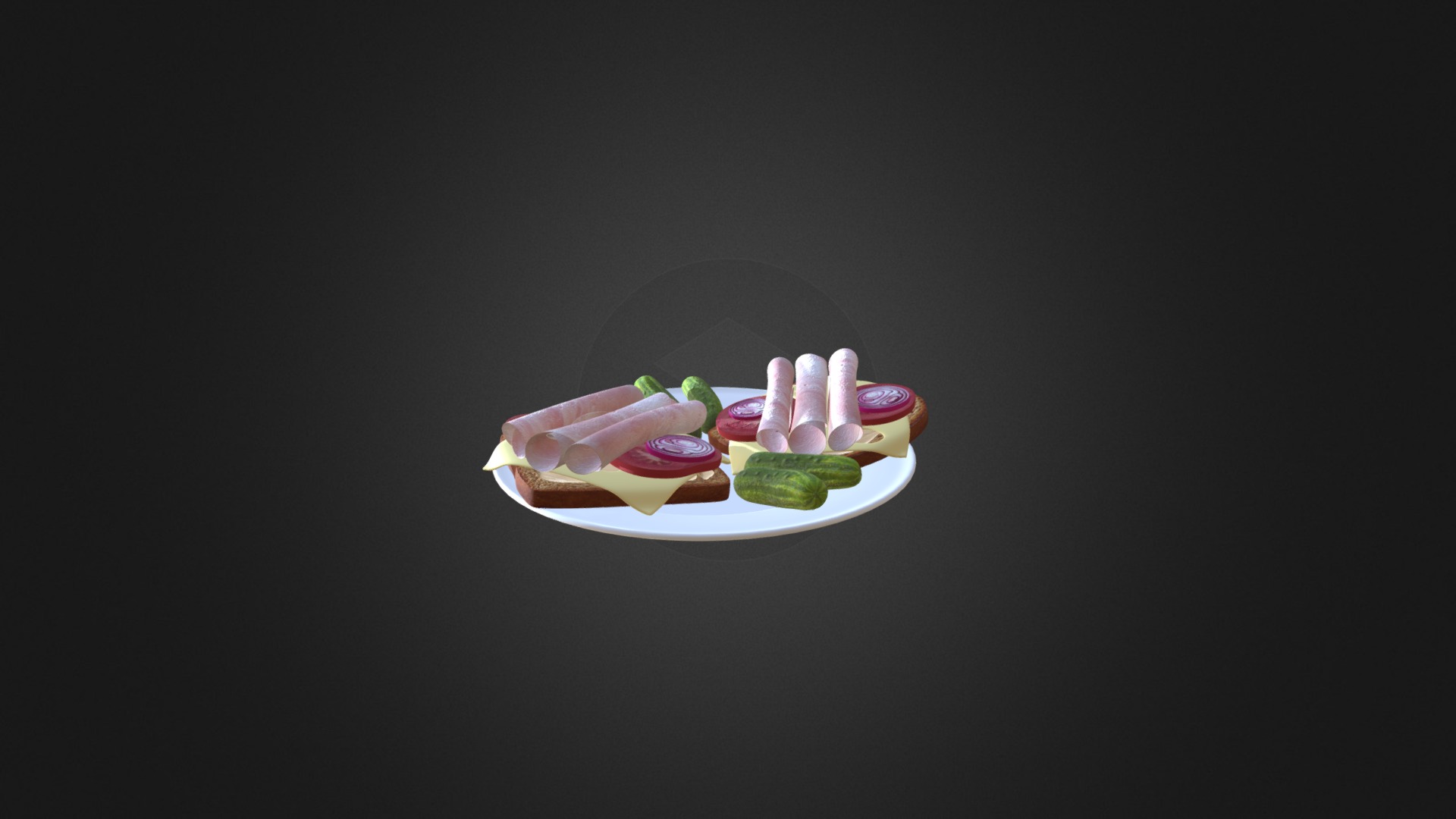 3D model Sandwiches on Plate - This is a 3D model of the Sandwiches on Plate. The 3D model is about a plate of food.