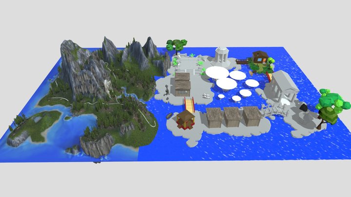 Mushroom ground with mountain 3D Model