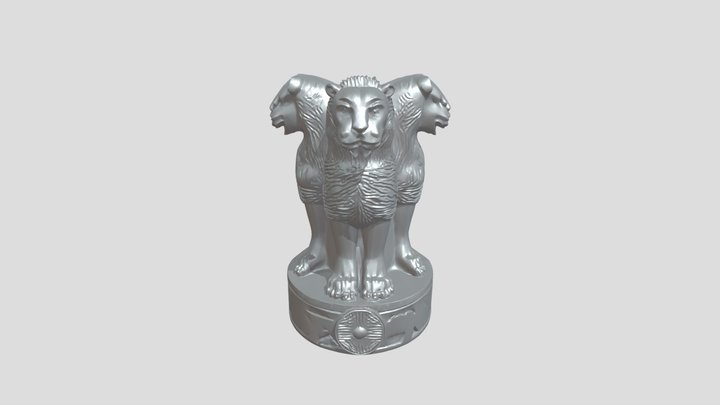 Indian Ashoka Lion Capital sculpture 3D Model