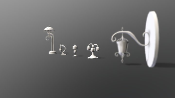 Propset art nouveau lamps 3D Model