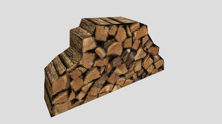 Wood log pile - PS1 Low Poly 3D Model