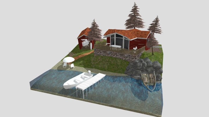 By the ocean -  WIP Diorama 3D Model