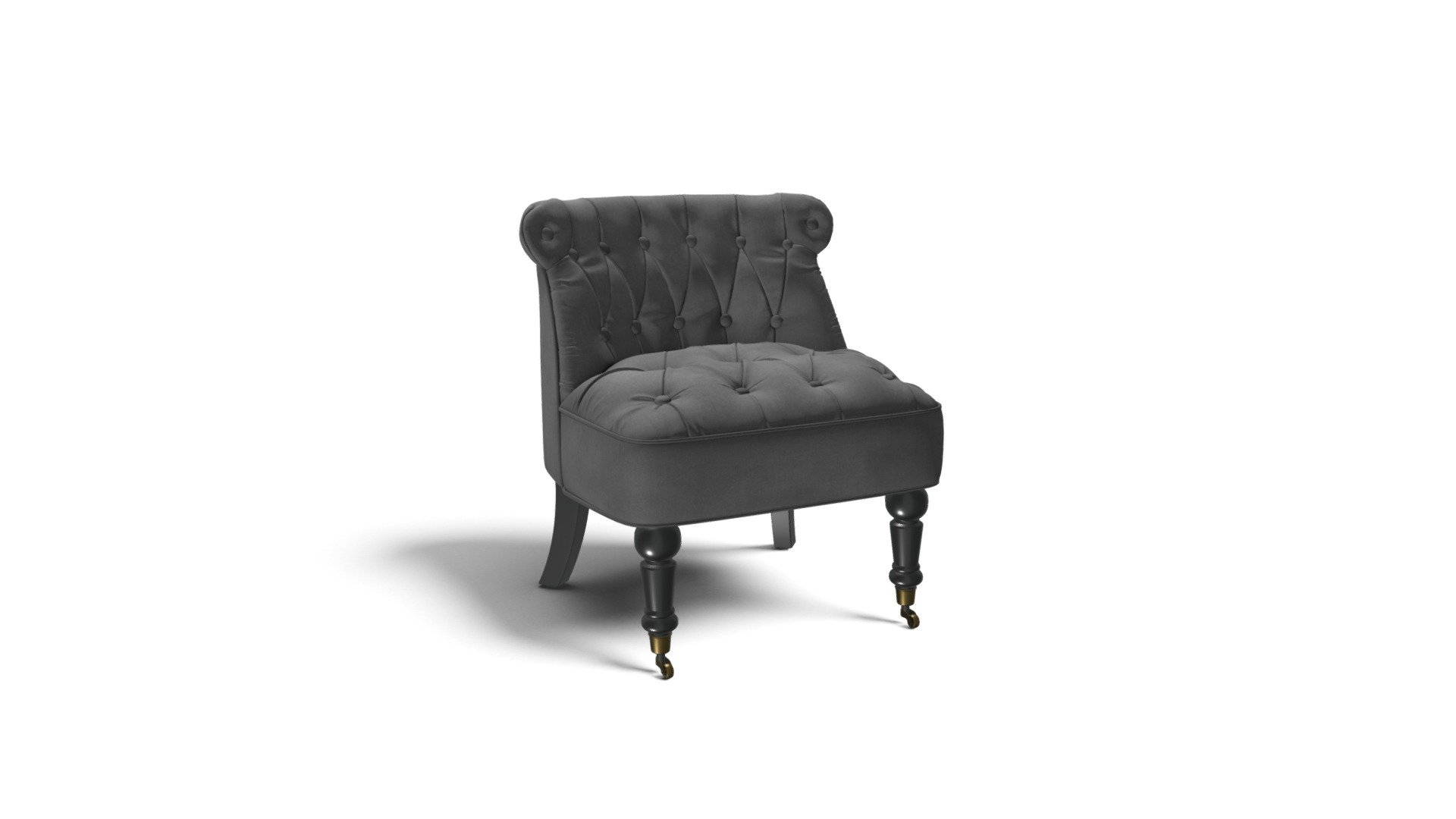 Bouji Accent Chair, Midnight Grey Velvet Download Free 3D model by