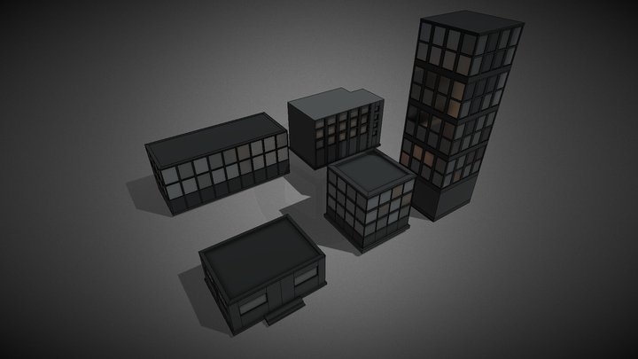 Set Building Low Poly 3D Model
