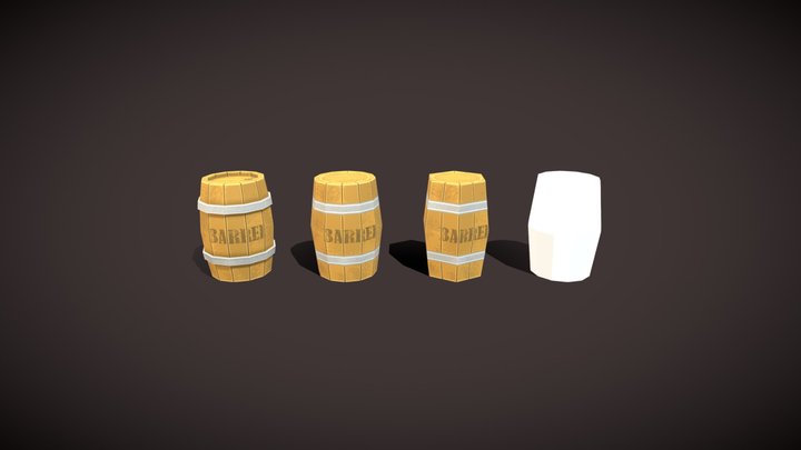 Wood_Barrel_LODs 3D Model