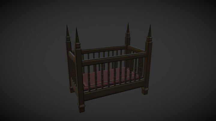 Victorian Hand Painted Crib 3D Model