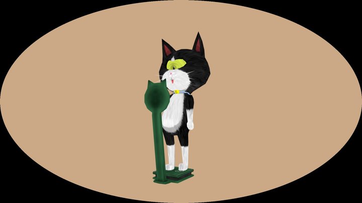 Cat on a scale 3D Model