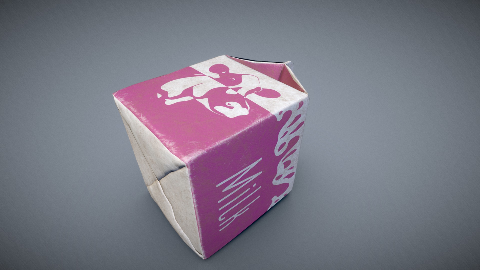 3D model Milk Carton - This is a 3D model of the Milk Carton. The 3D model is about a pink box with a logo on it.