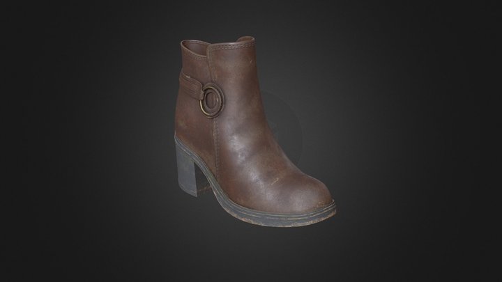 Distressed Womens Ankle Boot 3D Model