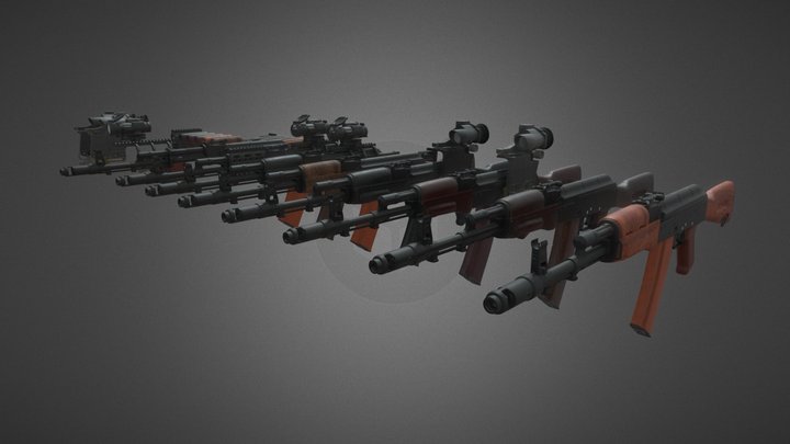 AK-74 Pack (game asset) 3D Model