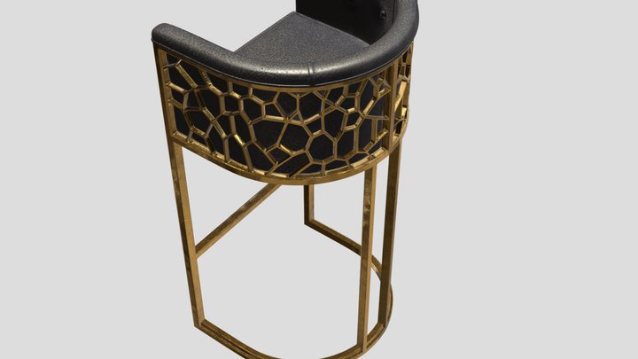 Voronoi Gold Frame Stool 3D Model