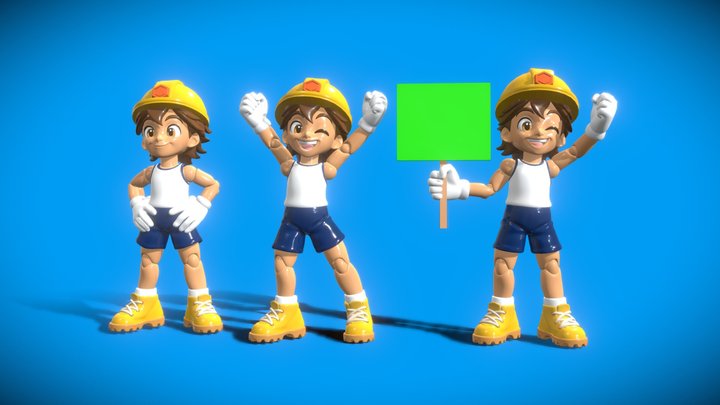 Ollie – 3 Toy-Style Character Poses (FBX) 3D Model