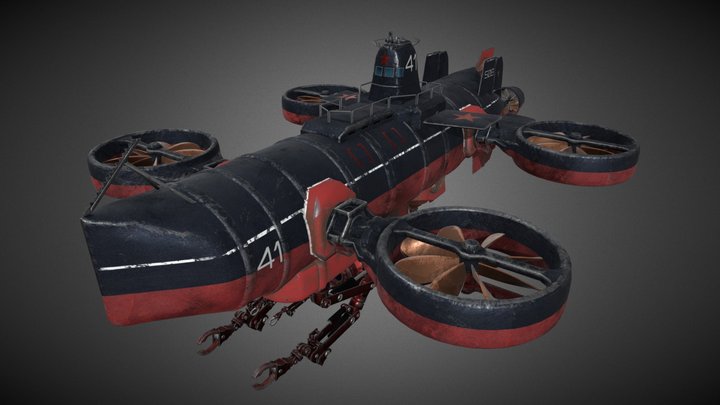 Retrofuturistic Deep Sea Submarine 3D Model
