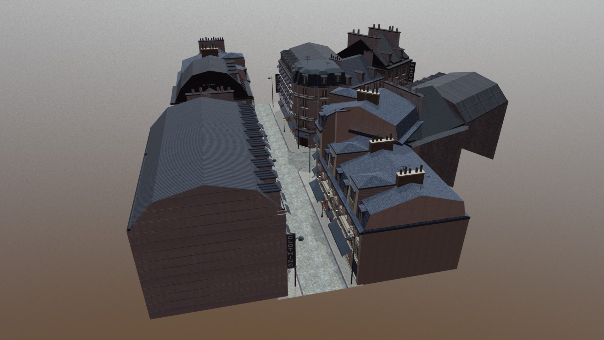 3D model European Street - This is a 3D model of the European Street. The 3D model is about a group of buildings.