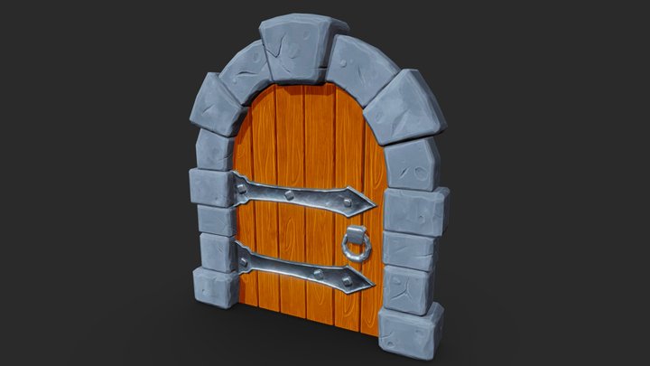 Stylized Medieval Door 3D Model