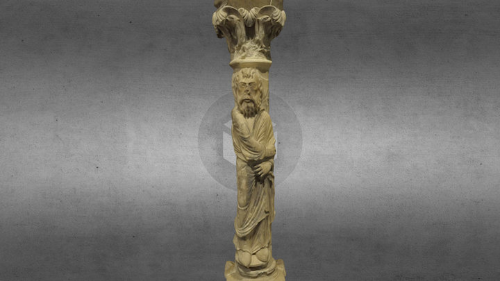 Statue-colonne : Prophète tenant un phylactère 3D Model