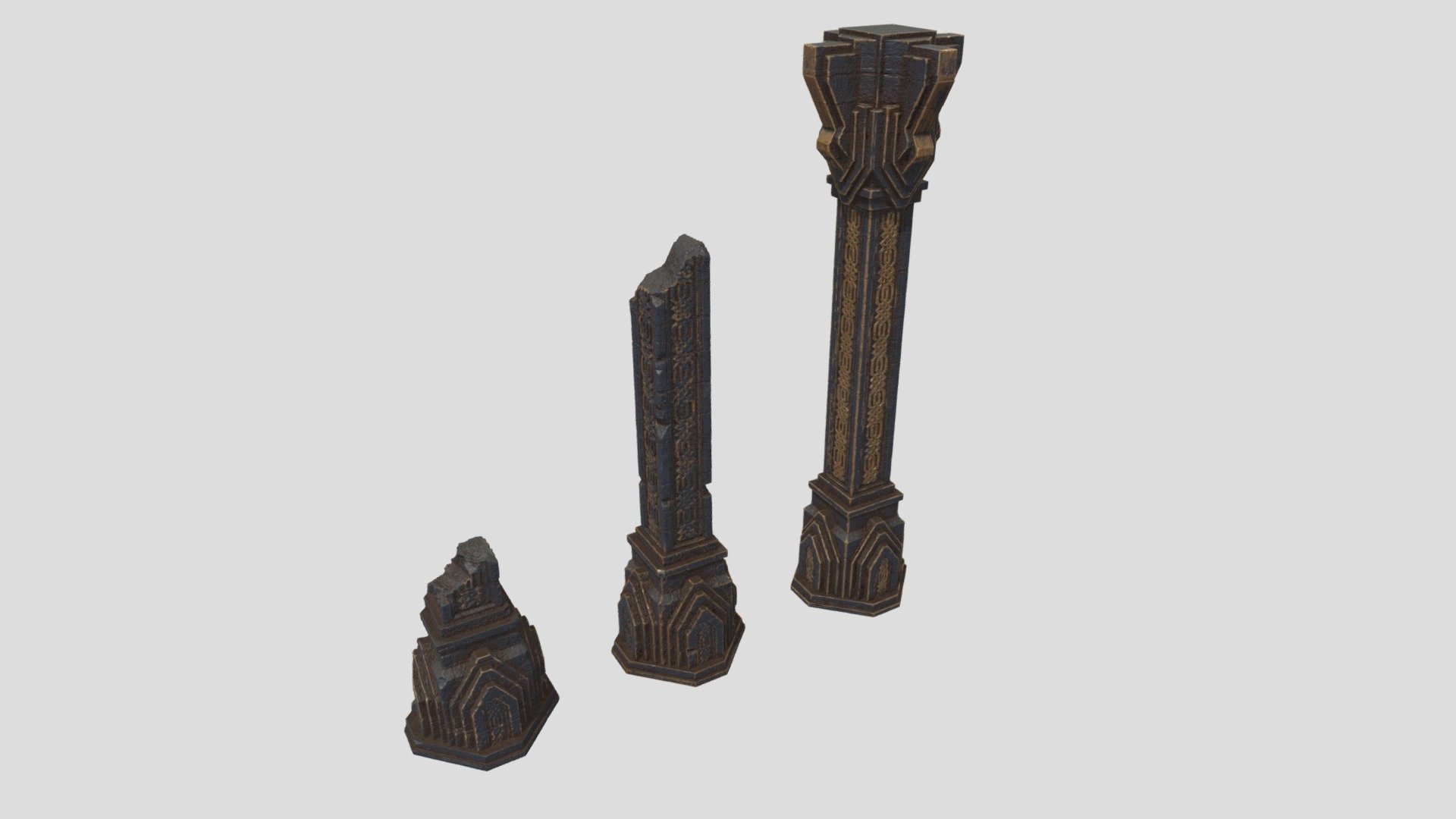 Dwarf pillars. Ruin & normal - 3D model by Evgen90 [29a93e3] - Sketchfab