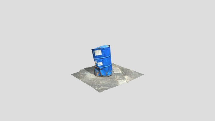 Old Blue Barrel 02 3D Model