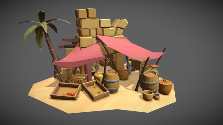 Game Art 1 Exam - Vendor in gatehouse ruin 3D Model