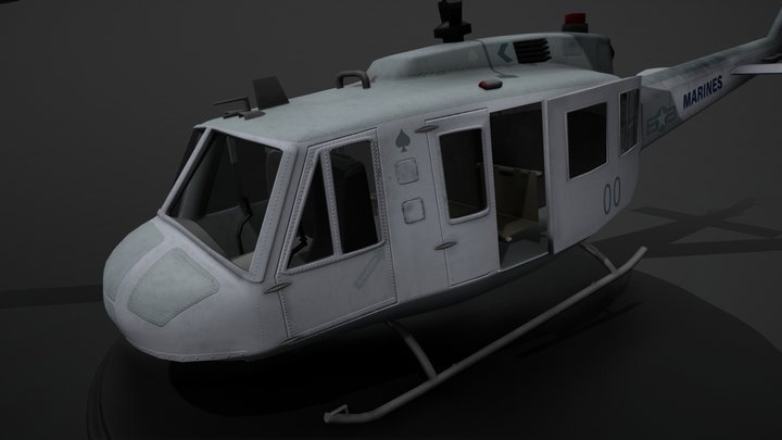 Marine Helicopter UH-1 3D Model
