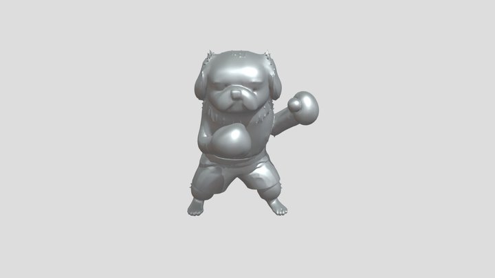 dog wearing boxing gloves and shorts 3D Model