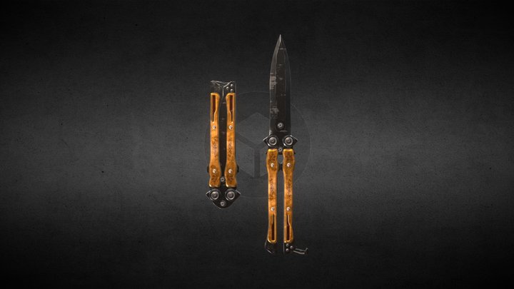 Balisong "Golden Flower" 3D Model