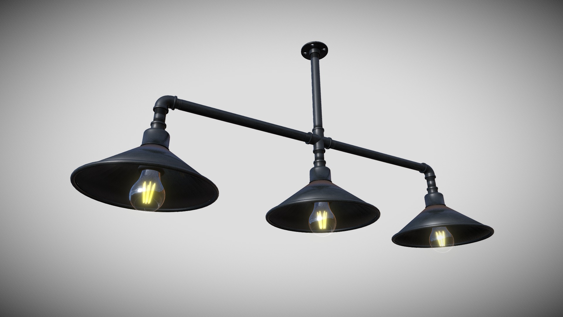 3D model Industrial Pipe Chandelier - This is a 3D model of the Industrial Pipe Chandelier. The 3D model is about a light fixture with a light on top.