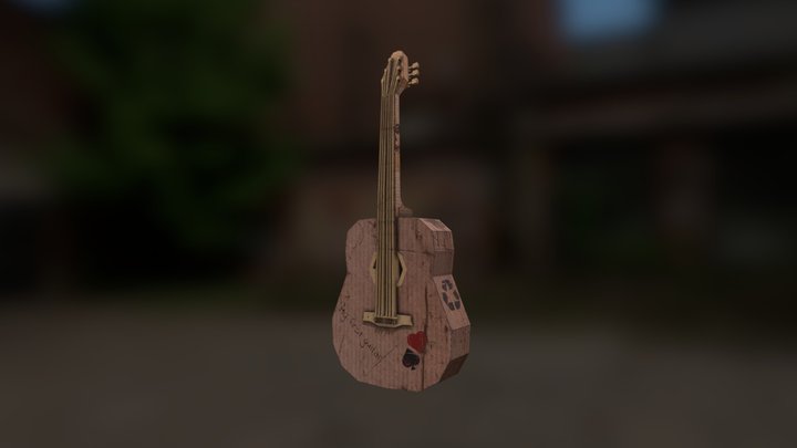 Low poly cardboard guitar – Modello 3D gratuito STL