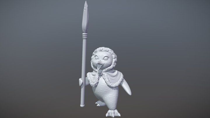 Penguin with a spear 3D Model