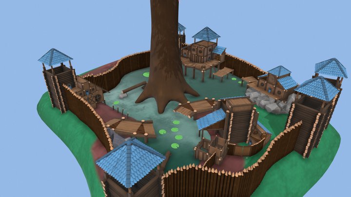 Sakura Swamp - Treefrog Town 3D Model