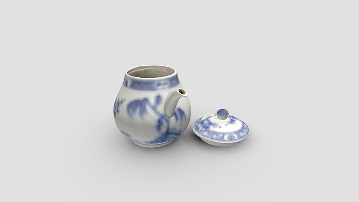 Shipwrecked porcelain teapot and lid 3D Model