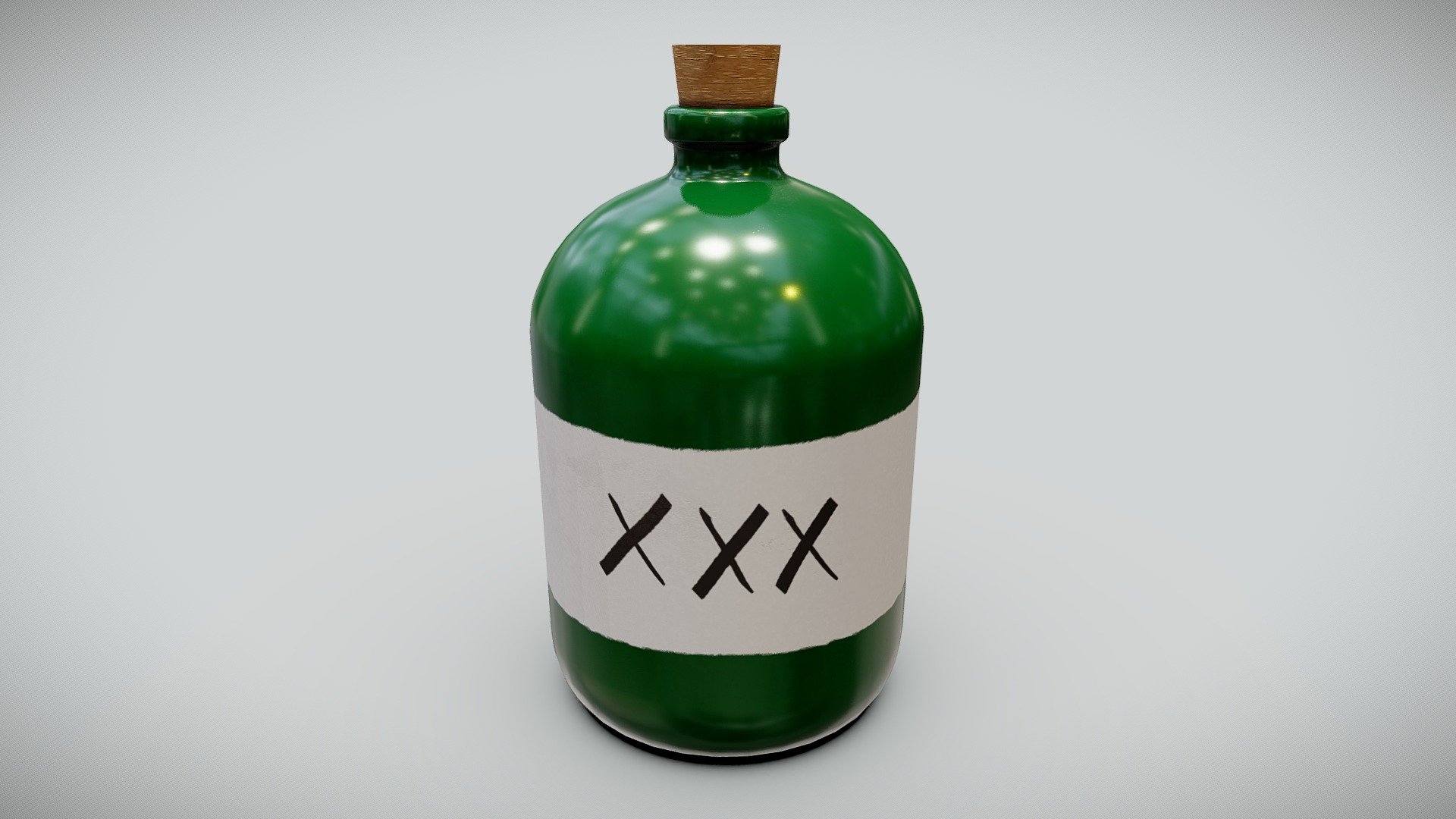3D model Illegal Green Alcohol Bottle 4K PBR Textures Game-Ready VR / AR /  low-poly