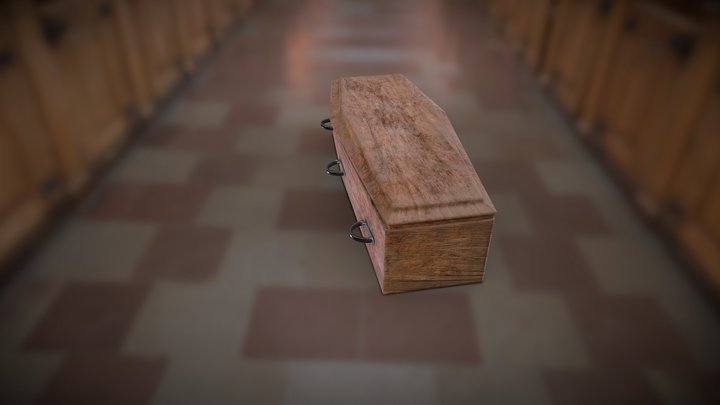Plain Wooden Coffin 3D Model