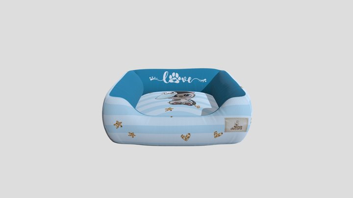 Caminha Para Cachorro Azul Love Aveludado 3D Model
