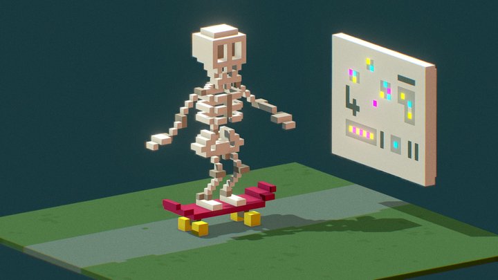 Skeleton skater - My first Voxel scene ! 3D Model
