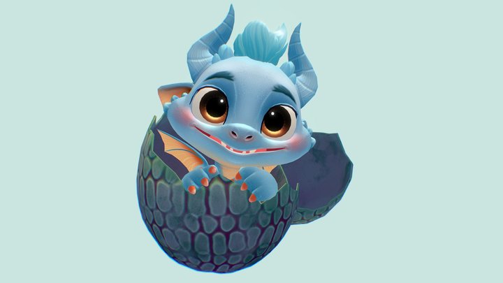 Cute Little Dragon 3D Model