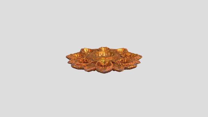 Clay Floral Diya Holder 3D Model