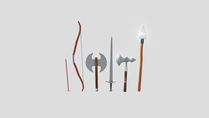Medieval low poly weapon pack 3D Model