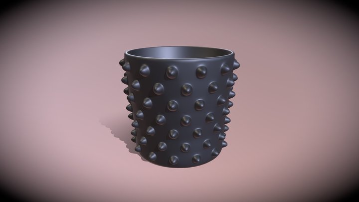 Flower Pot With Black Cones 3D Model