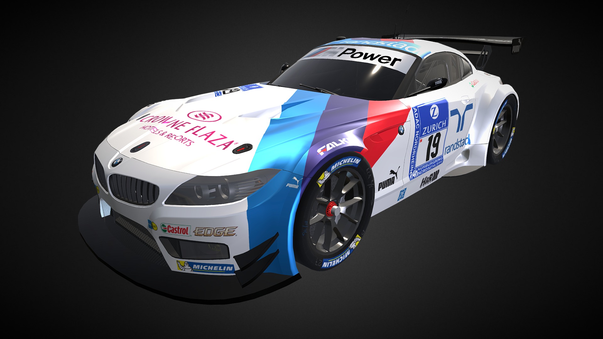 3D model BMW Z4 GT3 - This is a 3D model of the BMW Z4 GT3. The 3D model is about a race car on a white background.