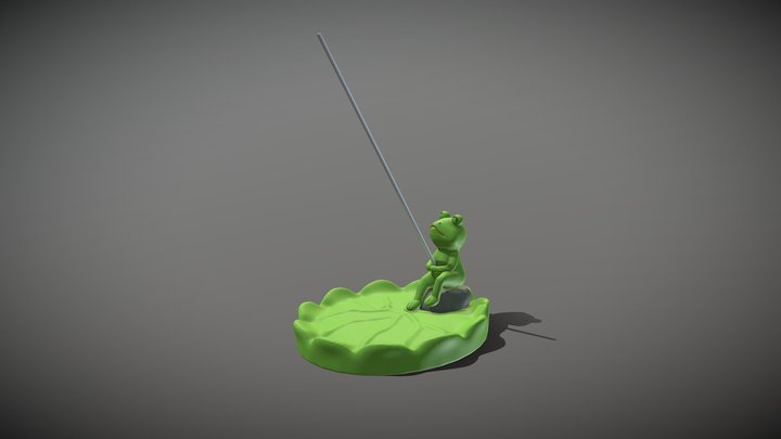 Zen frog carrying incense burner 3D Model