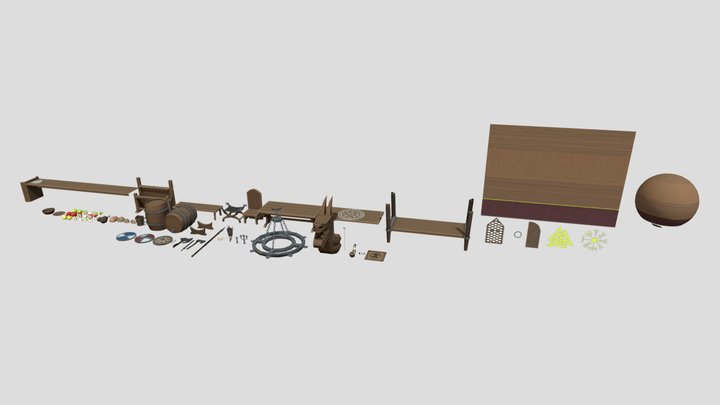 Viking Bar Assets 3D Model