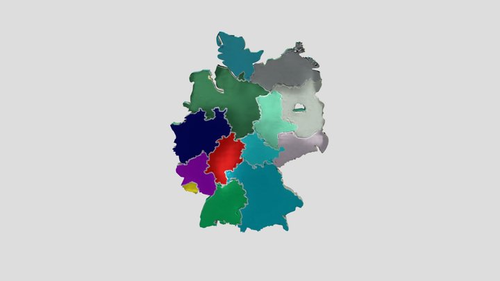 Germany Regions Map 3D Model