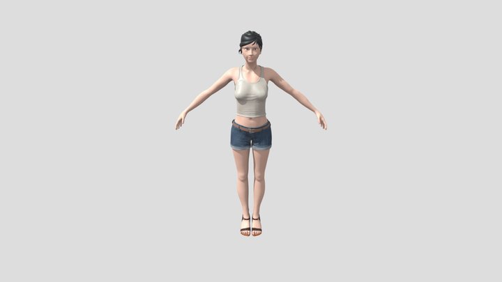 Young woman. T-posed 3D Model