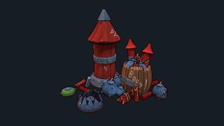 Handpainted Explosive 3D Model