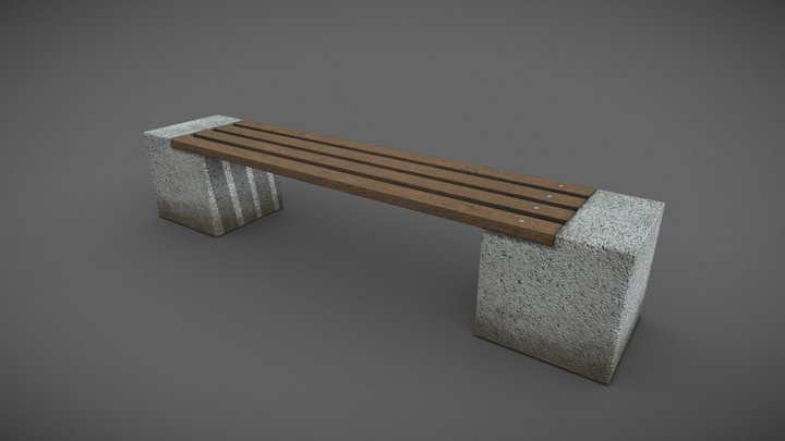 Bench 3 USSR (Game ready) 3D Model