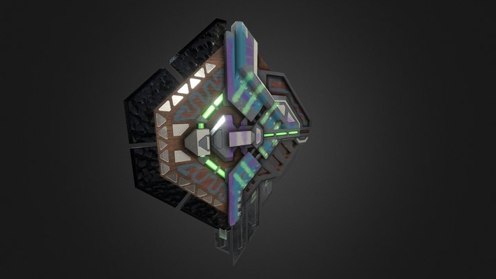 Aztec Cyberpunk Shield 3D Model
