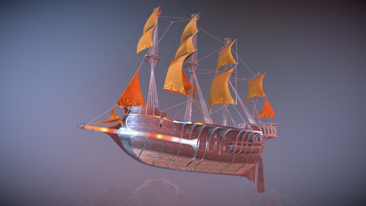 Flying ship animated (22s.) 3D Model